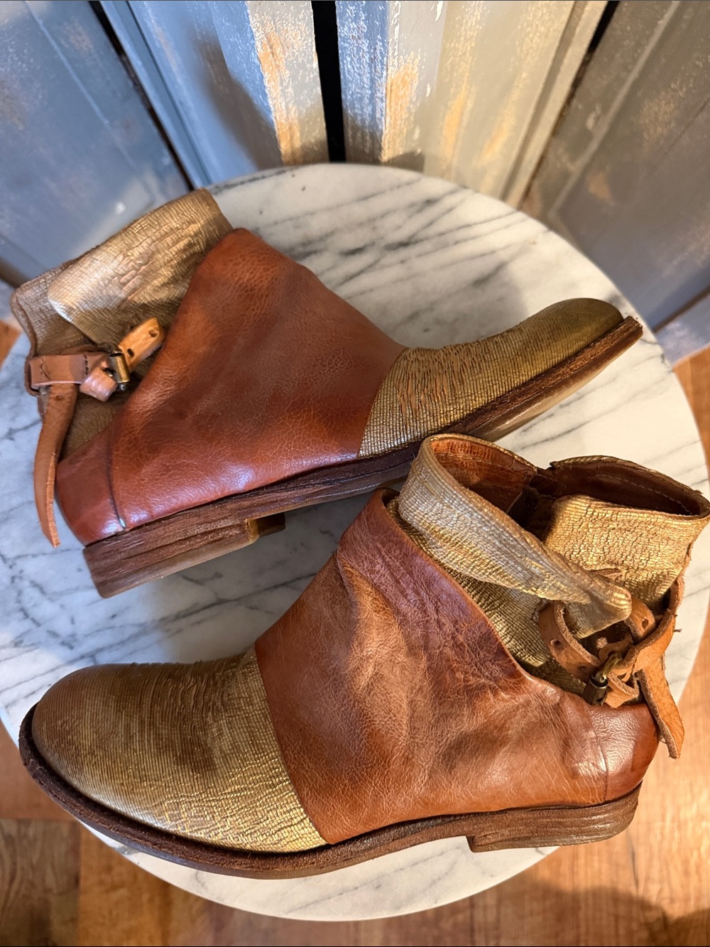 A.S.98 Ankle Boots in Brown and Gold - Women Shoes